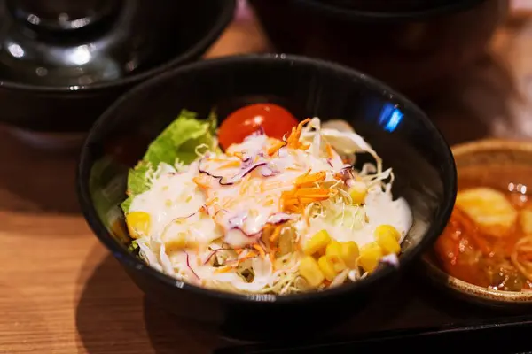 Close Fresh Mixed Vegetables Salad Bowl Thai Street Food Market — Stock Photo, Image