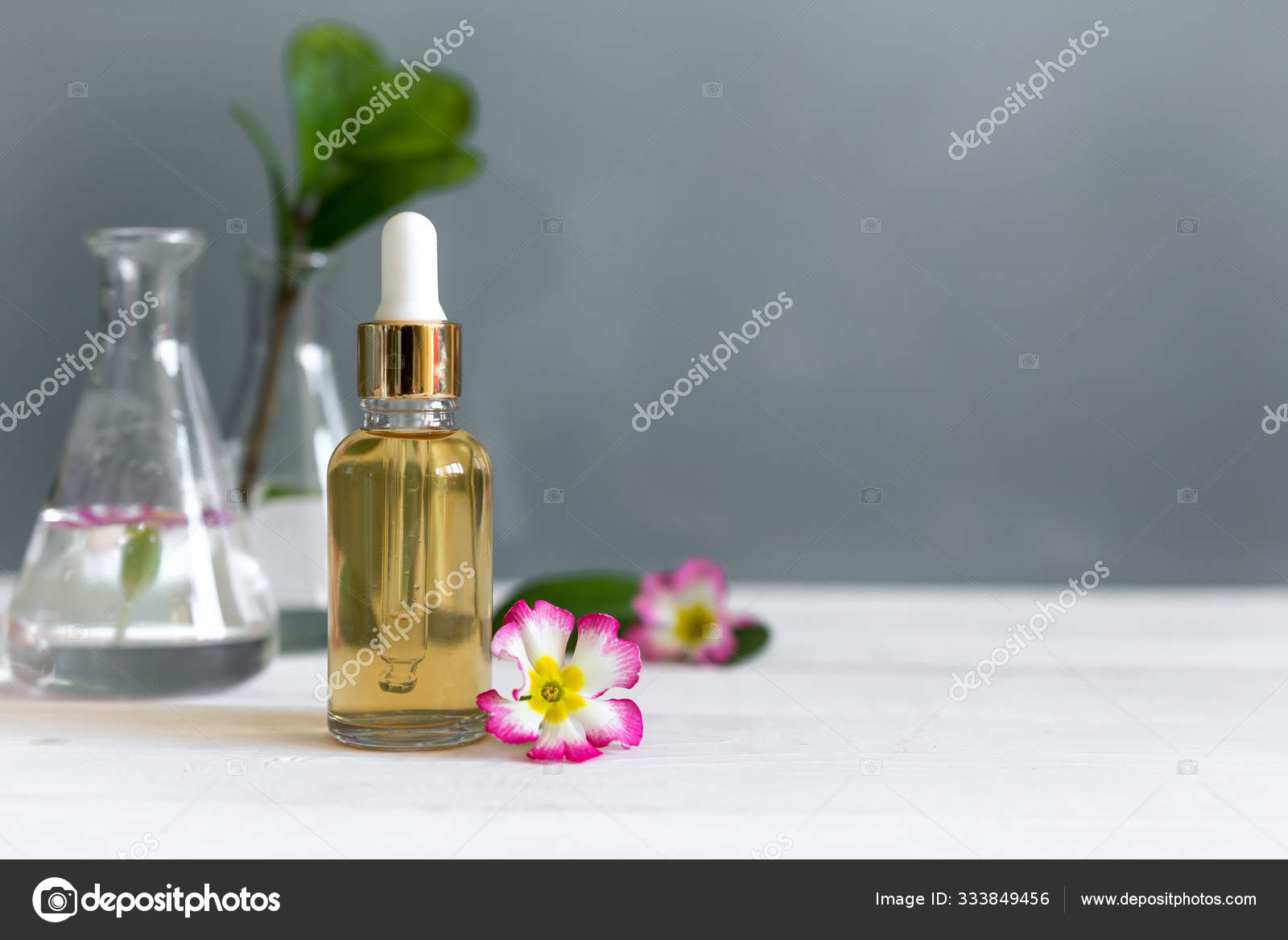 Natural Organic Extraction Green Herbal Leaves Flower Aroma Essence Solution Stock Photo C Shyntartanya
