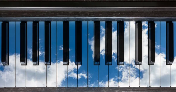 Piano Music Background Musikinstrument Tasten Close Flache Lay Draufsicht Duaton — Stockfoto