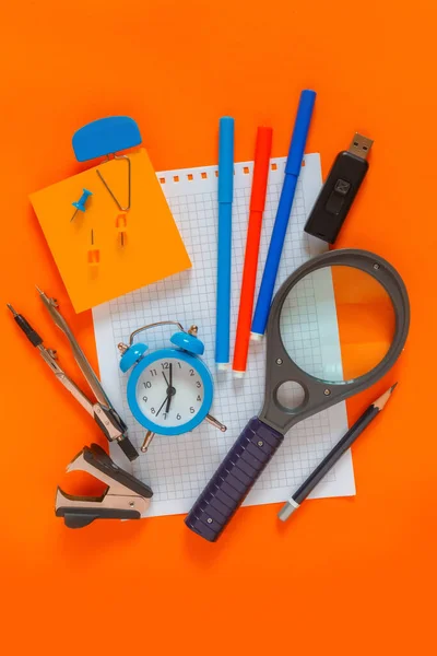Back School Pattern Modern Design School Supplies Pencils Felt Tip Stock Photo