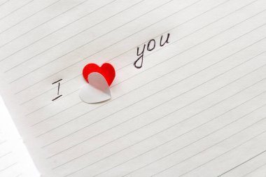 Sevgililer Günü. Defterdeki yazı seni ve kalbini seviyorum.