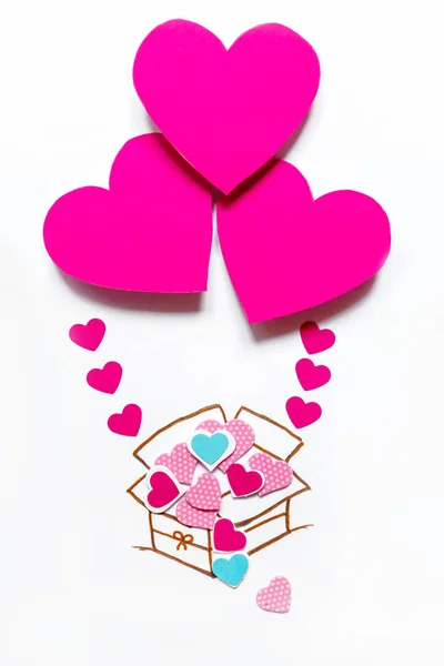 Happy Valentines Day Greeting Card Design Realistic Paper Handicraft Scrapbooking — 图库照片