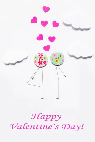 Valentine Day Postcard Couple Love Hearts Creative Art Idea Festive — Stock Photo, Image