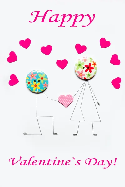 Día San Valentín Postal Con Una Pareja Enamorada Corazones Idea —  Fotos de Stock