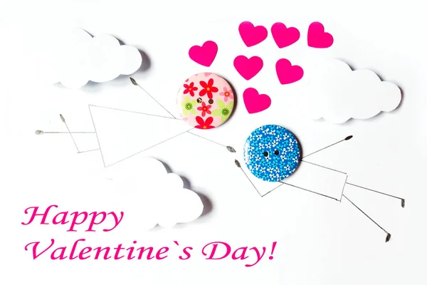 Día San Valentín Postal Con Una Pareja Enamorada Corazones Idea — Foto de Stock