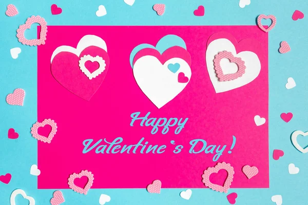 Tarjeta Felicitación San Valentín Febrero Feliz Día San Valentín Letras —  Fotos de Stock
