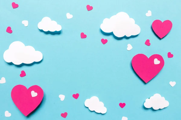 Fondo Del Día San Valentín Con Corazones Origami Papel Ilustración —  Fotos de Stock