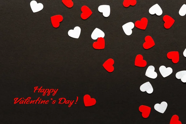 Valentines Day Paper Red White Hearts Black Background Holiday Background Royalty Free Stock Images