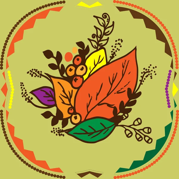 Ilustración Botánica Vintage Dibujada Mano Primavera Hojas Otoño Bayas Lugar — Vector de stock