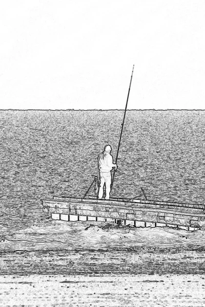 Pescador en el mar —  Fotos de Stock