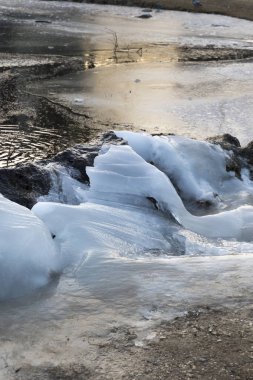 kış sezonu takılır donmuş gölde buz