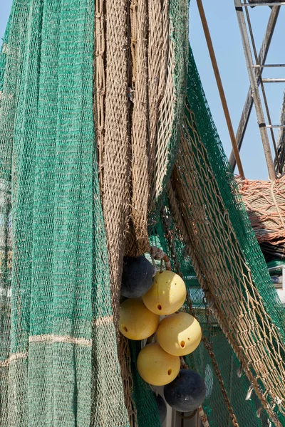 Industrial fishing nets on boat — Stock Photo, Image