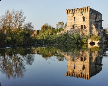 Vikont Bridge of Borghetto Valeggio Mincio Vr İtalya, Kasım 2017