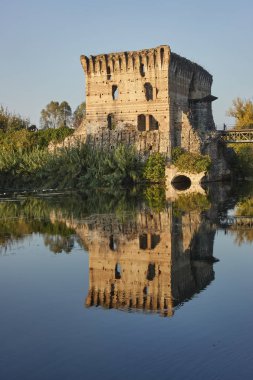 Vikont Bridge of Borghetto Valeggio Mincio Vr İtalya, Kasım 2017