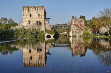 Vikont Bridge of Borghetto Valeggio Mincio Vr İtalya, Kasım 2017