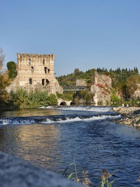 Vikont Bridge of Borghetto Valeggio Mincio Vr İtalya, Kasım 2017