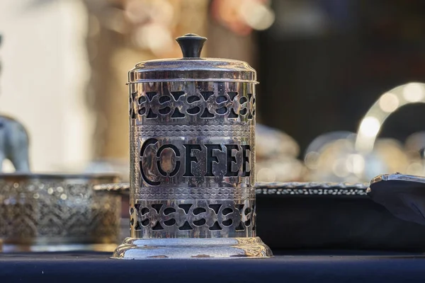 Old Decorated Coffee Container — Stock Photo, Image