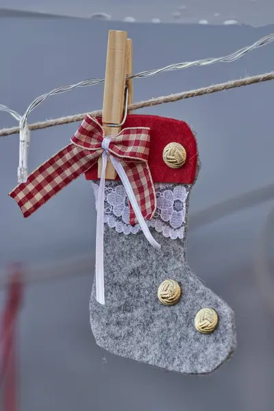 Χριστουγεννιάτικη Κάλτσα Πολύχρωμα Διακόσμηση — Φωτογραφία Αρχείου