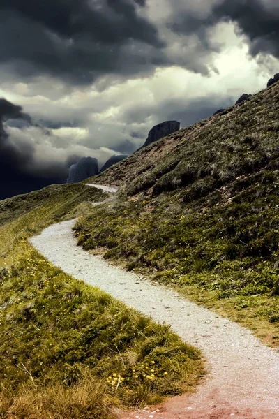 street in the mountain and cloudy sky