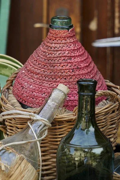 Viejas Botellas Vino Vacías Bodega — Foto de Stock