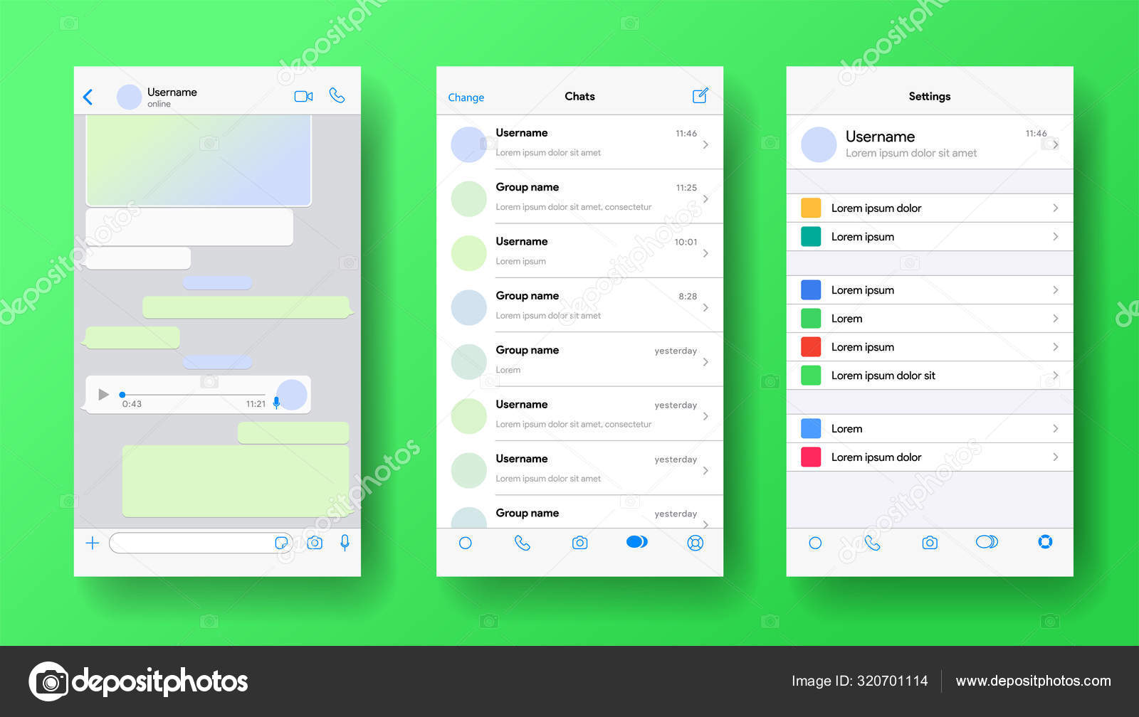 Download Mobile Messenger Screen Whatsapp Application Mockup Phone Chat Voicemail Audio Stock Vector Image By C Art Em Po 320701114