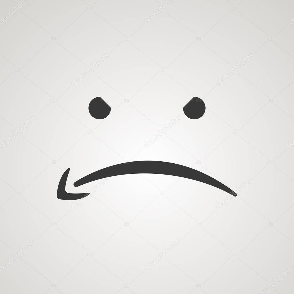 Sad smile by Amazon logo. E-commerce hater sign. Angry icon. Hater protest sign. Arrow logotype. Bad prime delivery. Vector illustration.