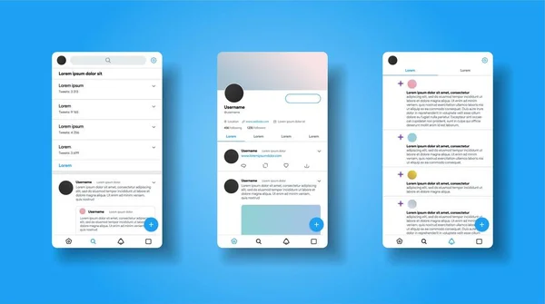 Social Media Network Inspired Twitter Mobile App Interface Blog Platform — ストックベクタ