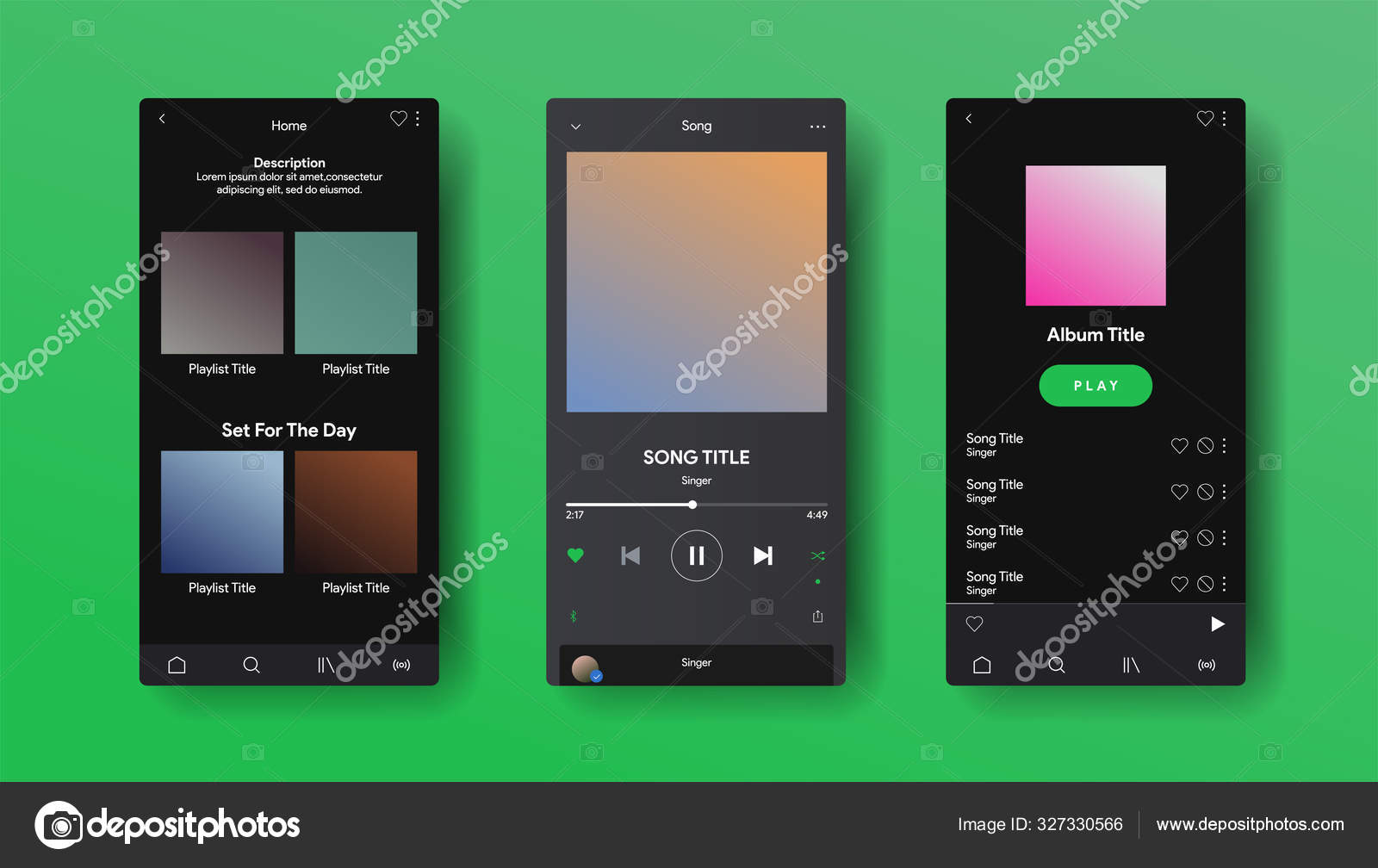 Red Medios Sociales Inspirada Spotify Interfaz Del Reproductor