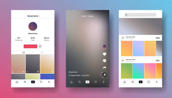 Mobile App Design Inspiriert Von Tik Tok Style Teenie Social — Stockvektor