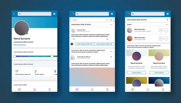 Mobile App Oberfläche Inspiriert Von Linkedin Stil Social Media Lebenslauf — Stockvektor