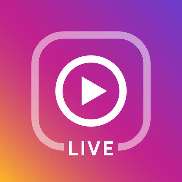 Live icon for social media. Instagram style Streaming sign. Broadcasting logo. Play button. Online blog banner. Vector illustration design — Stock Vector