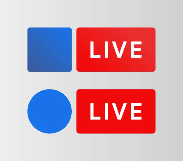 Social Media Live Button Facebook Style Badge Streaming Blue Icon — Stock Vector