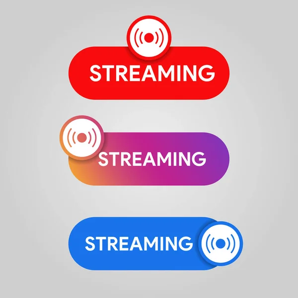 Set Streaming Icon Social Media Style Live Broadcasting Online Stream — Stock Vector