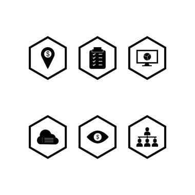 Beyaz Arkaplan Vektörü İzole Edilmiş Elementler Üzerine 6 iş simgesi...