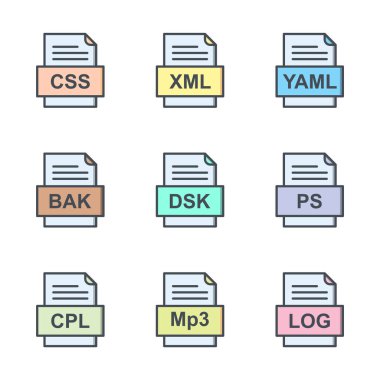 9 dosya biçimi simgesi kümesi