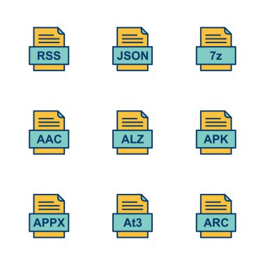 9 dosya biçimi simgesi kümesi