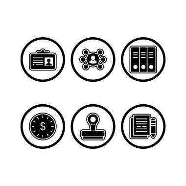 Beyaz arkaplanda 6 adet iş simgesi izole edildi...