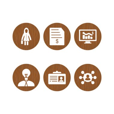 Beyaz Arkaplan Vektörü İzole Edilmiş Elementler Üzerine 6 iş simgesi