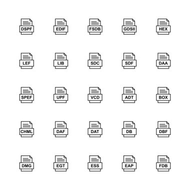 25 dosya biçimi simgesi kümesi