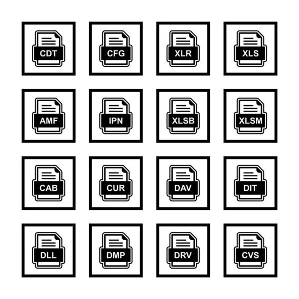 Ensemble Icônes Formats Fichiers — Image vectorielle