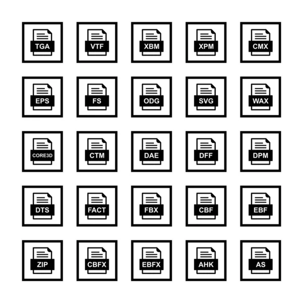 Ensemble Icônes Formats Fichiers — Image vectorielle