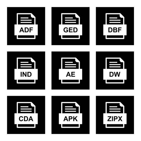 Ensemble Icônes Formats Fichiers — Image vectorielle