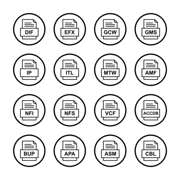 Set Von Symbolen Für Dateiformate — Stockvektor