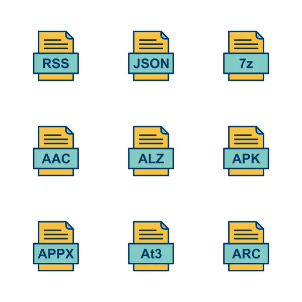 一套9个文件格式图标 — 图库矢量图片