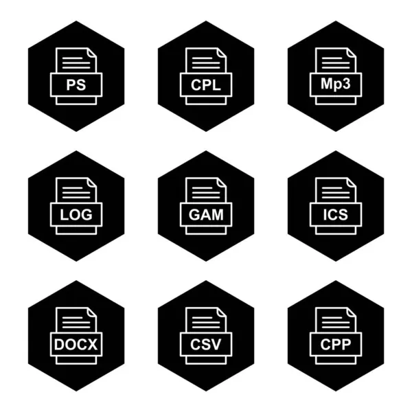 Set Von Symbolen Für Dateiformate — Stockvektor