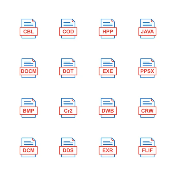 Ensemble Icônes Formats Fichiers — Image vectorielle