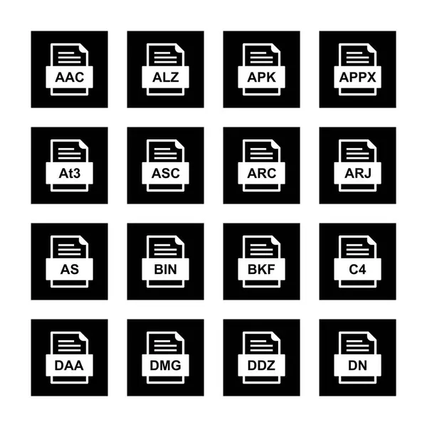 Ensemble Icônes Formats Fichiers — Image vectorielle