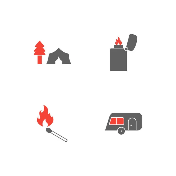 Camping Icons Blatt Isoliert Auf Weißem Hintergrund — Stockvektor