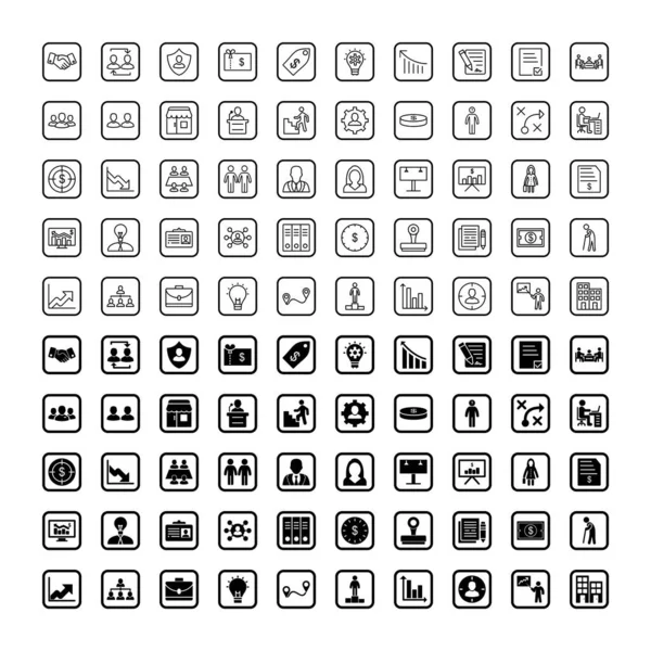 100 Icono Conjunto Negocio Para Uso Personal Comercial — Archivo Imágenes Vectoriales