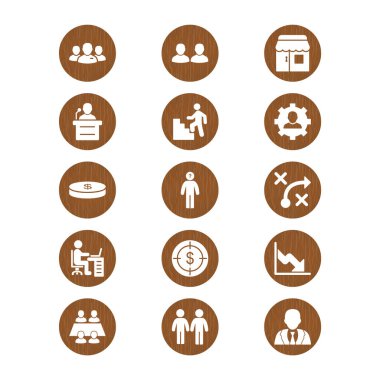 Beyaz arkaplanda 15 adet iş simgesi izole edildi...